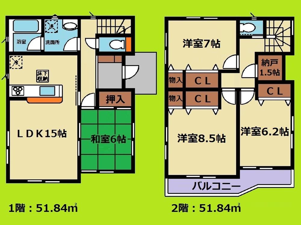 Floor plan. 23,900,000 yen, 4LDK + S (storeroom), Land area 144.32 sq m , Building area 103.68 sq m