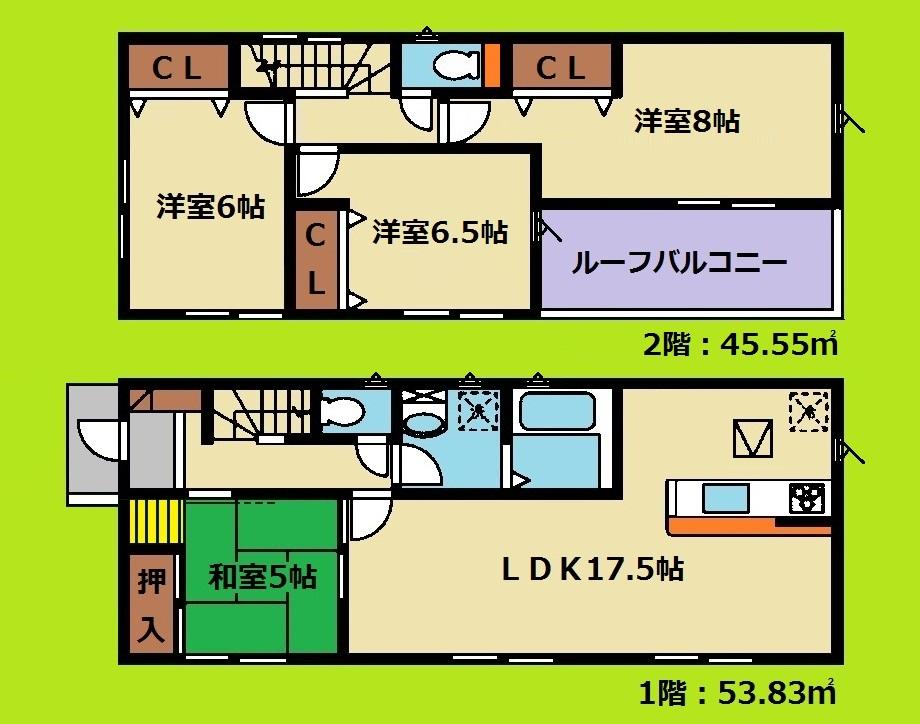 Floor plan. 27.5 million yen, 4LDK, Land area 159.46 sq m , Building area 99.38 sq m