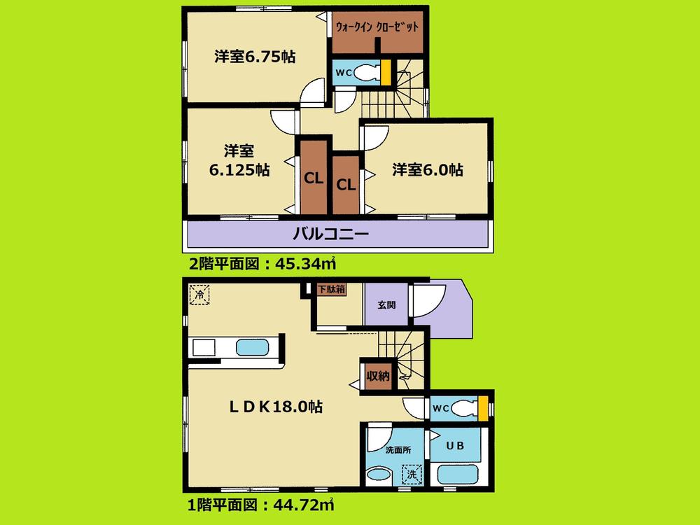 Floor plan. 23.8 million yen, 3LDK, Land area 99 sq m , Building area 90.06 sq m