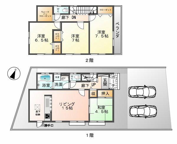 Floor plan. Price 23,880,000 yen, 4LDK, Land area 109.61 sq m , Building area 100.21 sq m