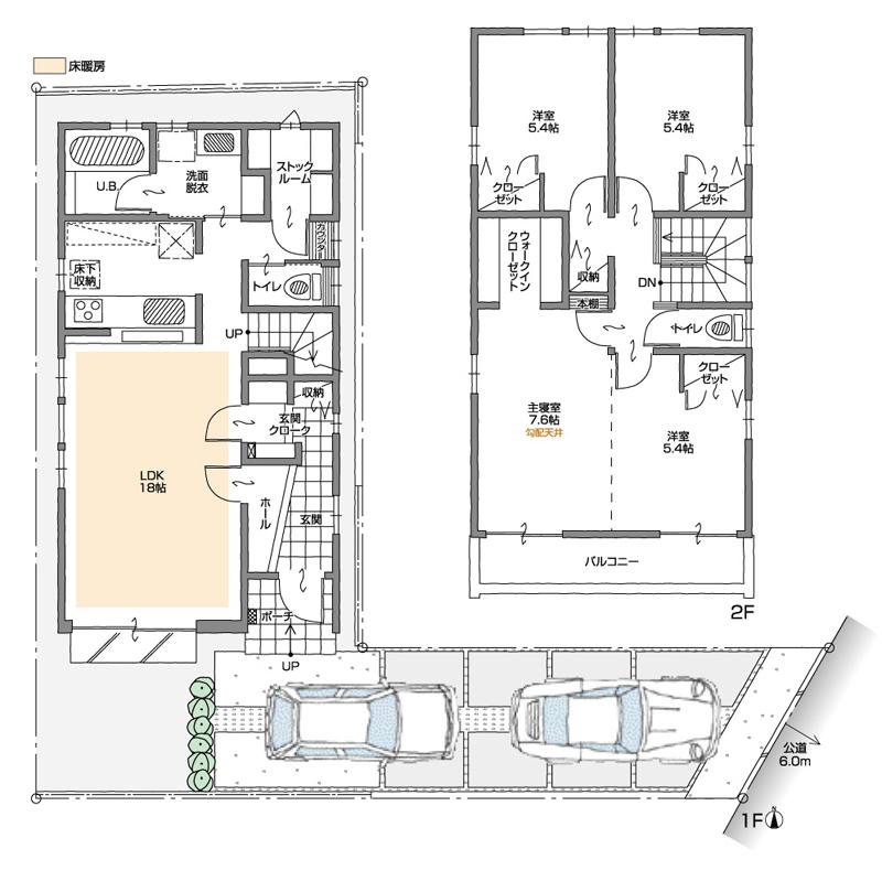 Floor plan. (B Building), Price 37.5 million yen, 4LDK+2S, Land area 117.94 sq m , Building area 107.38 sq m