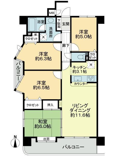 Floor plan. 4LDK, Price 17.8 million yen, Occupied area 79.61 sq m , Balcony area 12.13 sq m