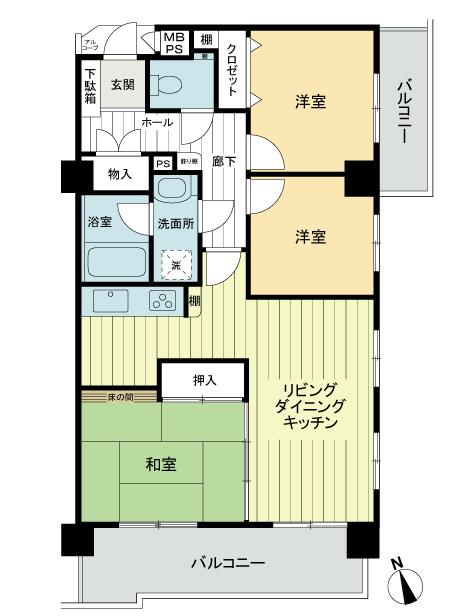 Floor plan. 3LDK, Price 12.9 million yen, Occupied area 67.93 sq m , Balcony area 12.92 sq m 3LDK67.93 sq m , Balcony area 12.92 sq m