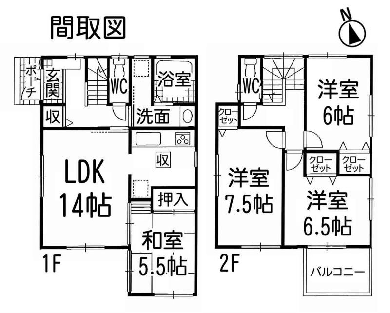 Floor plan. 25,800,000 yen, 4LDK, Land area 104.38 sq m , Building area 93.96 sq m