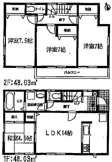 Floor plan. 25,800,000 yen, 4LDK, Land area 108.5 sq m , Building area 96.06 sq m