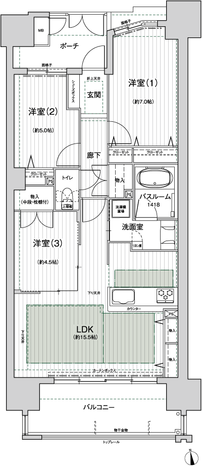 Floor: 3LDK, the area occupied: 72.8 sq m, Price: 24,700,000 yen ・ 26,300,000 yen