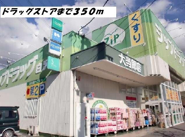 Dorakkusutoa. 350m to zip (drugstore)