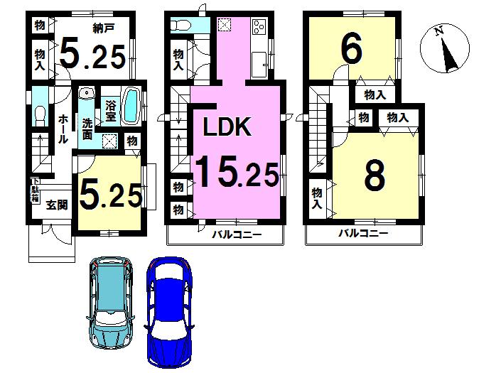Floor plan. Price 32,800,000 yen, 3LDK+S, Land area 98.46 sq m , Building area 107.26 sq m