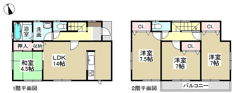 Floor plan. 23.8 million yen, 4LDK, Land area 108.5 sq m , Building area 96.06 sq m   ◆ All the living room facing south ◆ 