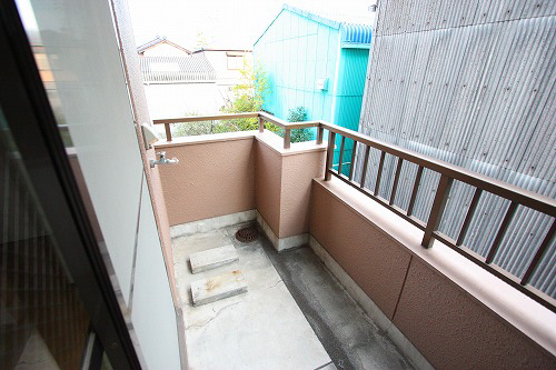 Balcony. Outdoor washing machine Storage