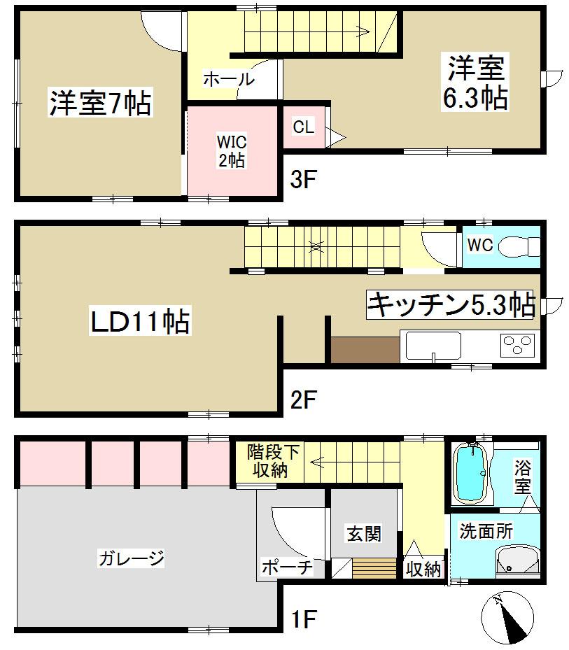 Floor plan. 19,800,000 yen, 2LDK, Land area 51.23 sq m , Building area 94.77 sq m ○ ● ○ floor plan ○ ● ○   All room 6 quires more!