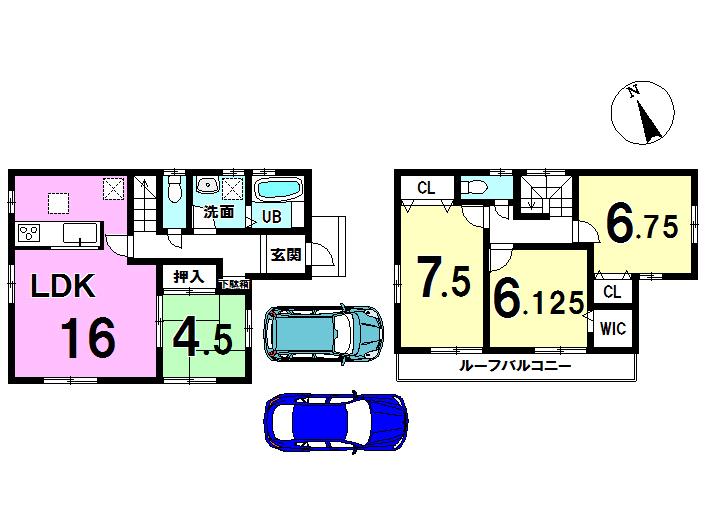 Floor plan. (4 Building), Price 28.8 million yen, 4LDK, Land area 112.5 sq m , Building area 97.73 sq m