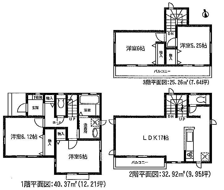 Floor plan. Price 32,100,000 yen, 4LDK, Land area 95.3 sq m , Building area 98.55 sq m