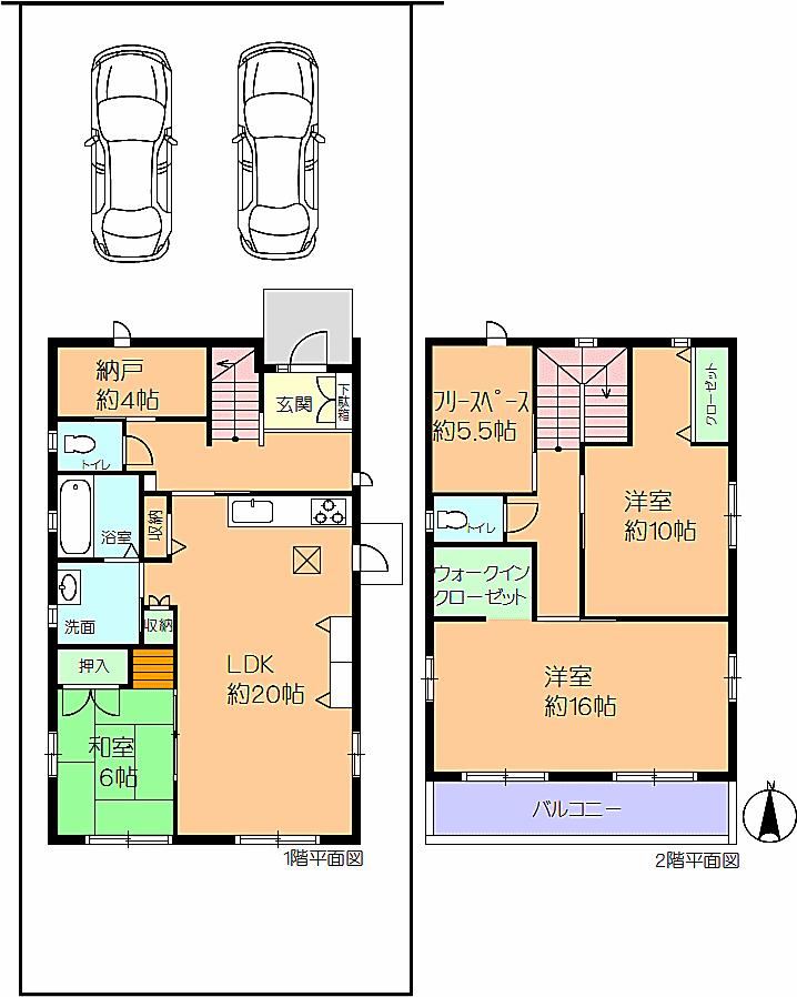 Floor plan. 32,800,000 yen, 3LDK + S (storeroom), Land area 153.78 sq m , Building area 110.36 sq m lightweight steel frame 2 stories