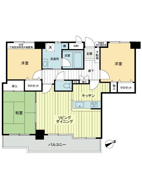 Floor plan. 3LDK, Price 10.8 million yen, Occupied area 72.41 sq m , Balcony area 10.1 sq m footprint 72.41 sq m  ・ 3LDK Population between the wide balcony 8.2m