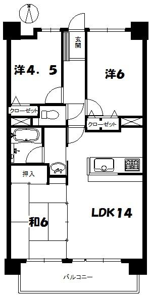 Floor plan. 3LDK, Price 10.8 million yen, Occupied area 62.22 sq m , Balcony area 9.28 sq m