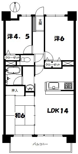 Floor plan. 3LDK, Price 10.8 million yen, Occupied area 62.22 sq m , Balcony area 9.28 sq m