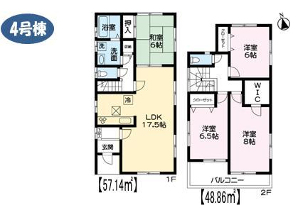 Floor plan. (4 Building), Price 26,800,000 yen, 4LDK, Land area 165.12 sq m , Building area 106 sq m