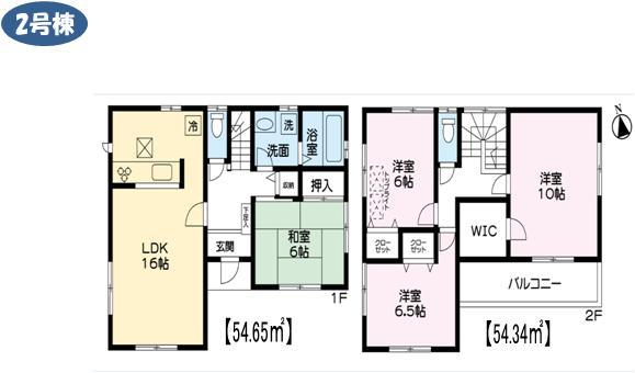 Floor plan. (Building 2), Price 27,800,000 yen, 4LDK, Land area 123.77 sq m , Building area 105.99 sq m