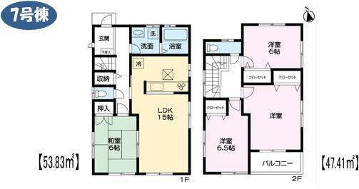 Floor plan. (7 Building), Price 27,800,000 yen, 4LDK, Land area 127.53 sq m , Building area 101.24 sq m