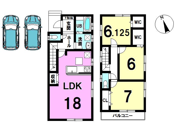 Floor plan. (1 Building), Price 29,800,000 yen, 3LDK, Land area 105.13 sq m , Building area 92.76 sq m