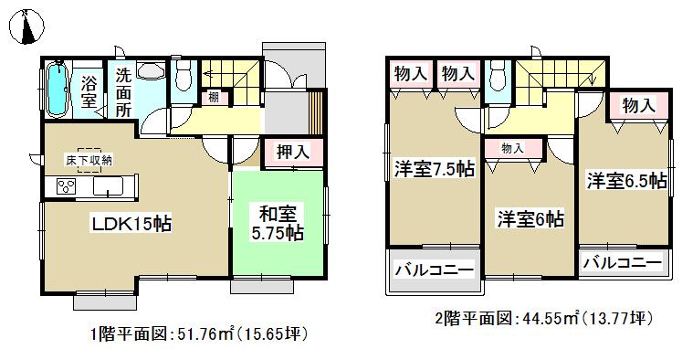 Floor plan. 29,800,000 yen, 4LDK, Land area 147.72 sq m , Building area 97.31 sq m   ◆ All the living room facing south ◆ 