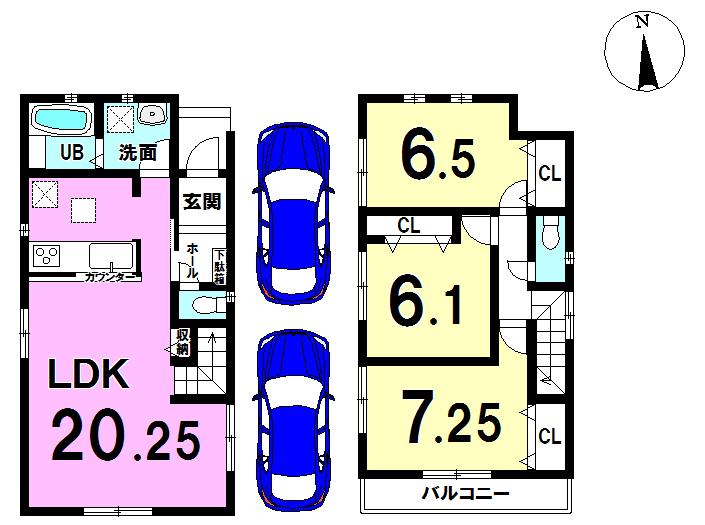 Floor plan. (1 Building), Price 28.8 million yen, 3LDK, Land area 106.65 sq m , Building area 91.93 sq m