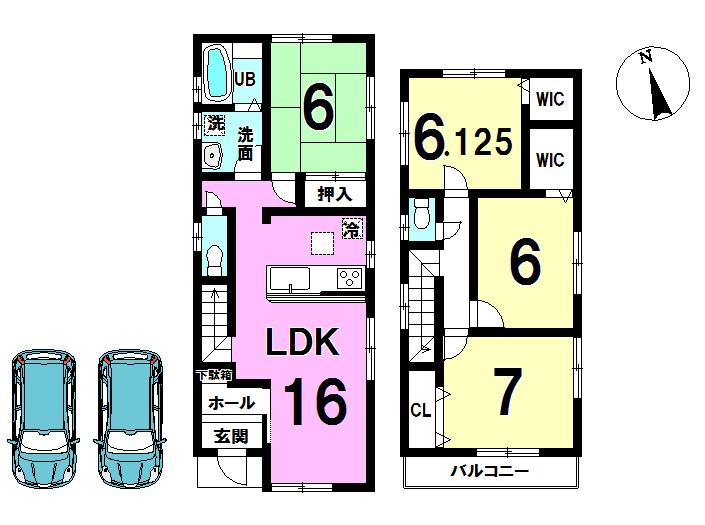 Floor plan. (Building 2), Price 31,800,000 yen, 4LDK, Land area 119.74 sq m , Building area 97.73 sq m