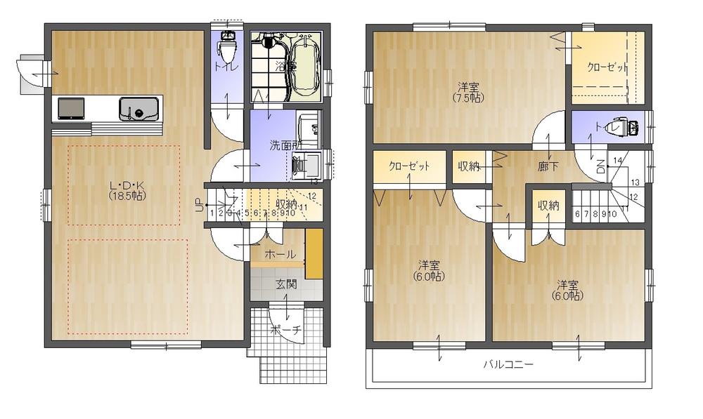 Floor plan. (A section), Price 29,750,000 yen, 3LDK, Land area 94.36 sq m , Building area 91.1 sq m