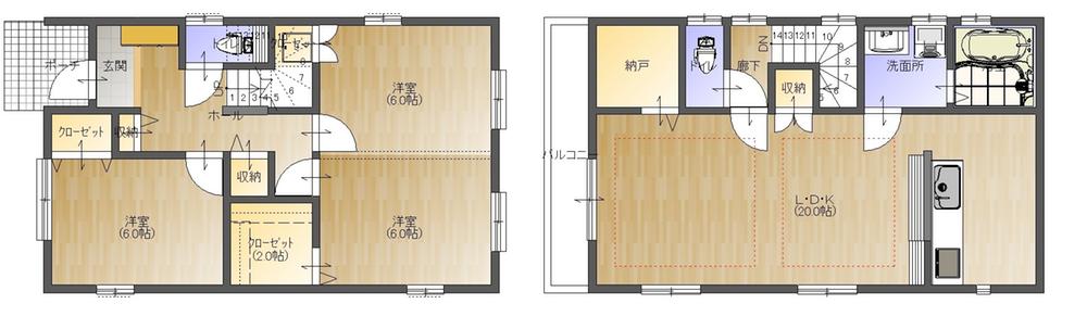 Floor plan. (C section), Price 30,850,000 yen, 3LDK+S, Land area 102.85 sq m , Building area 97.72 sq m