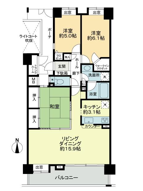 Floor plan. 3LDK, Price 17.8 million yen, Occupied area 82.29 sq m , Balcony area 10.85 sq m