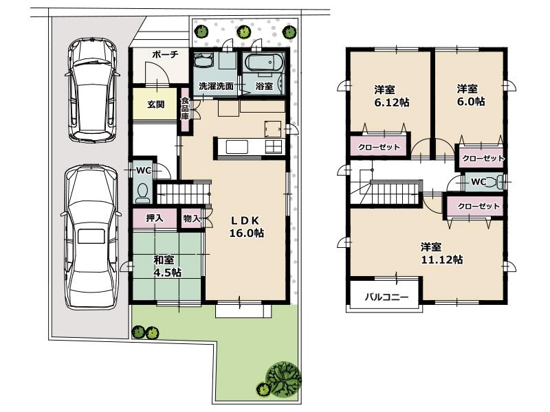 Floor plan. (B), Price 37 million yen, 4LDK, Land area 124 sq m , Building area 107.44 sq m