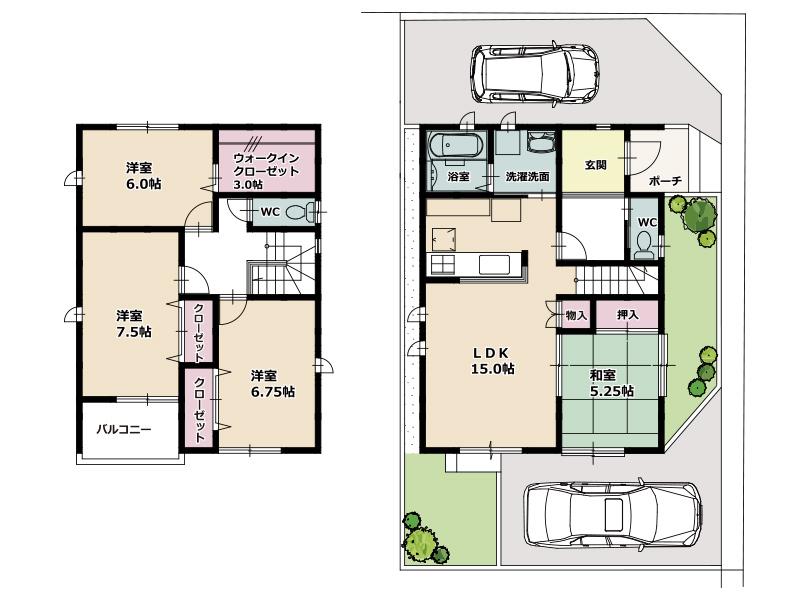 Floor plan. (C), Price 37,200,000 yen, 4LDK, Land area 124 sq m , Building area 104.75 sq m