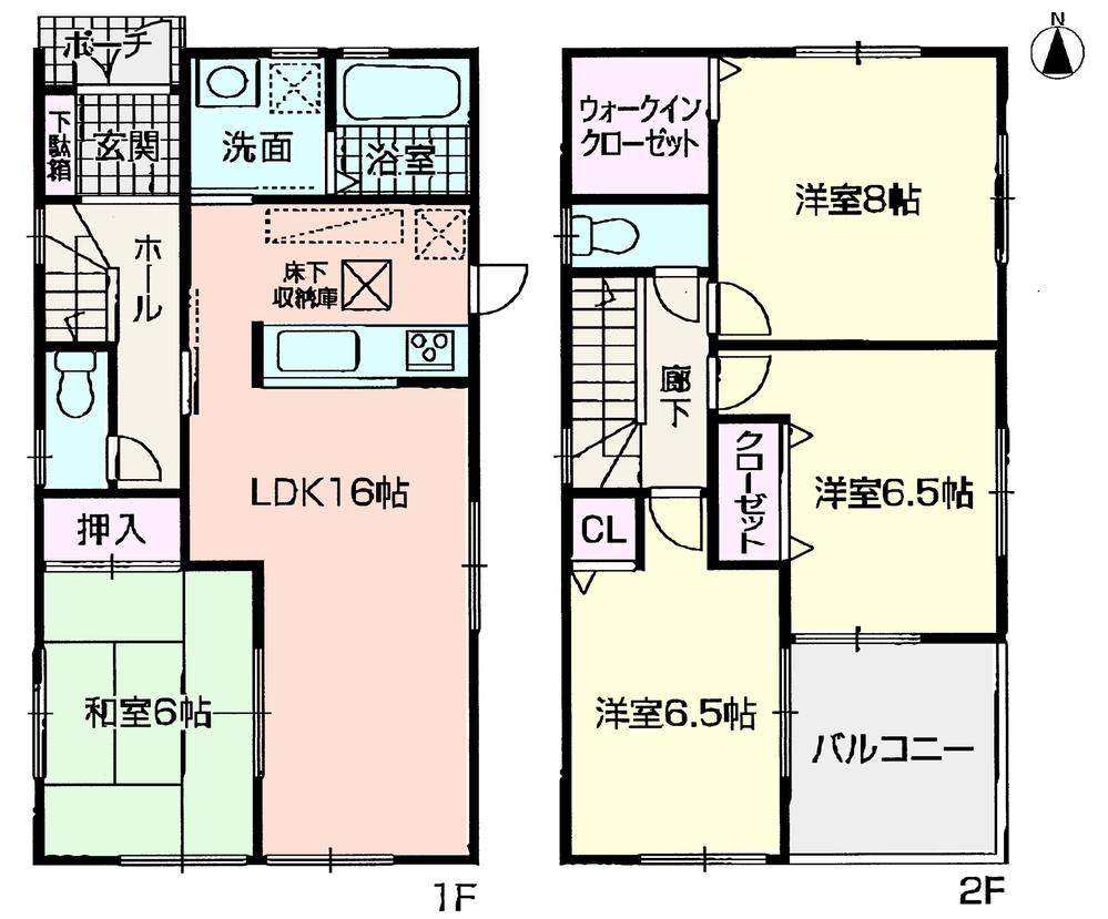 Floor plan. (1 Building), Price 29,800,000 yen, 4LDK, Land area 121.48 sq m , Building area 98.82 sq m