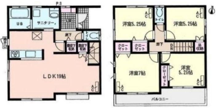 Floor plan. Price 29,800,000 yen, 4LDK, Land area 123.97 sq m , Building area 96.06 sq m