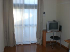 Living and room. Furniture appliances with properties. Large windows ・ Curtain attractive