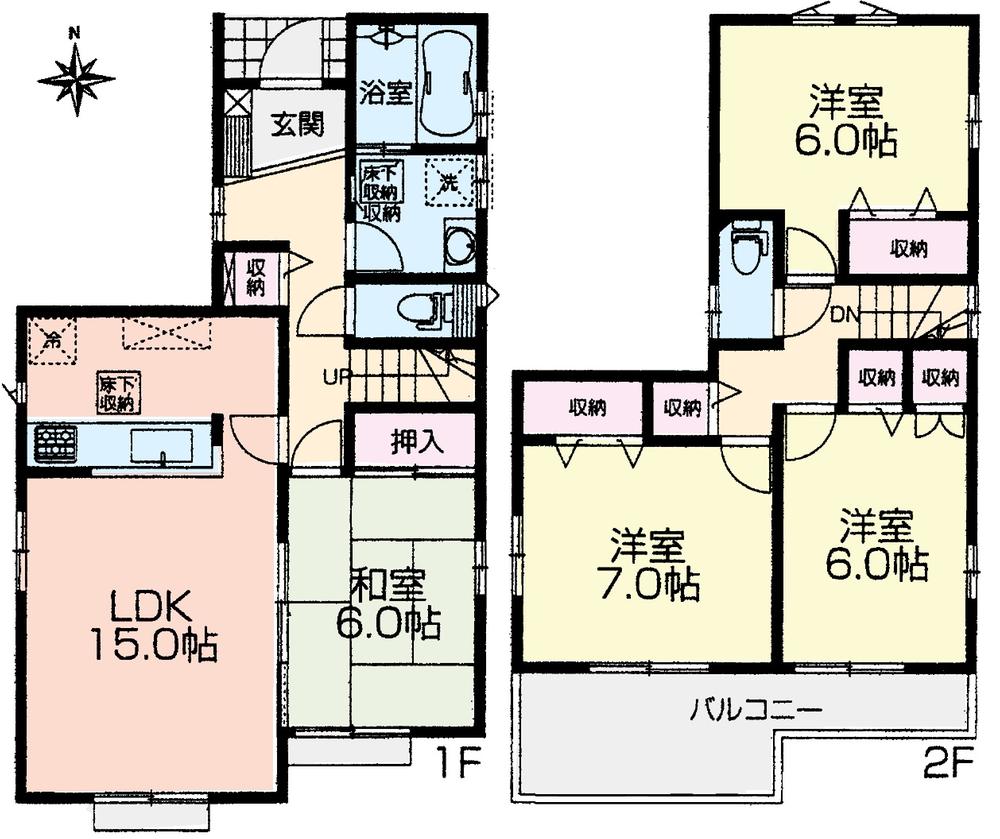 Floor plan. (Building 2), Price 36,100,000 yen, 4LDK, Land area 116.04 sq m , Building area 98.54 sq m