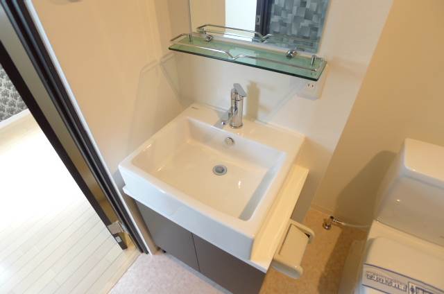 Washroom. Stylish independent wash basin