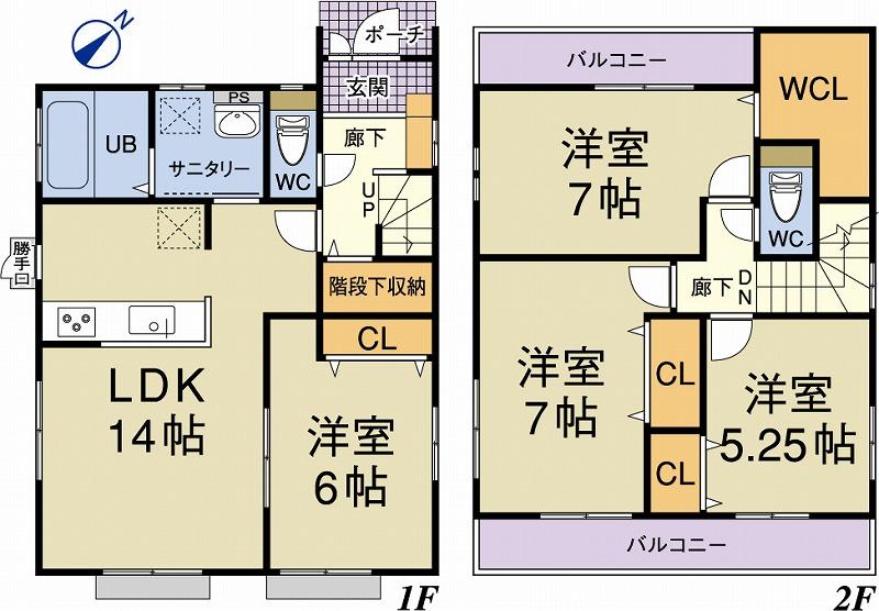 Floor plan. 26,990,000 yen, 4LDK, Land area 111.11 sq m , Building area 95.25 sq m