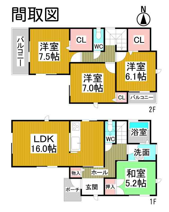 Floor plan. 34,800,000 yen, 4LDK, Land area 101.65 sq m , Building area 101.65 sq m floor plan