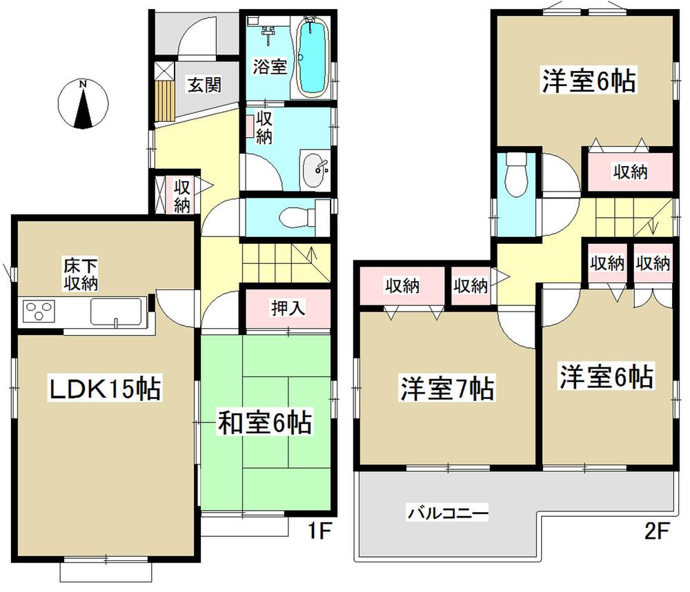 Floor plan. (Building 2), Price 36,100,000 yen, 4LDK, Land area 116.04 sq m , Building area 98.54 sq m