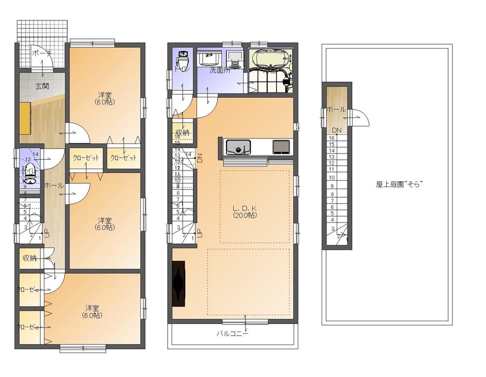 Floor plan. (C section), Price 35,350,000 yen, 3LDK, Land area 99.19 sq m , Building area 98.97 sq m