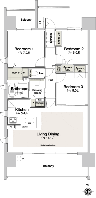 Floor: 3LDK + WIC, the occupied area: 77.76 sq m, Price: TBD
