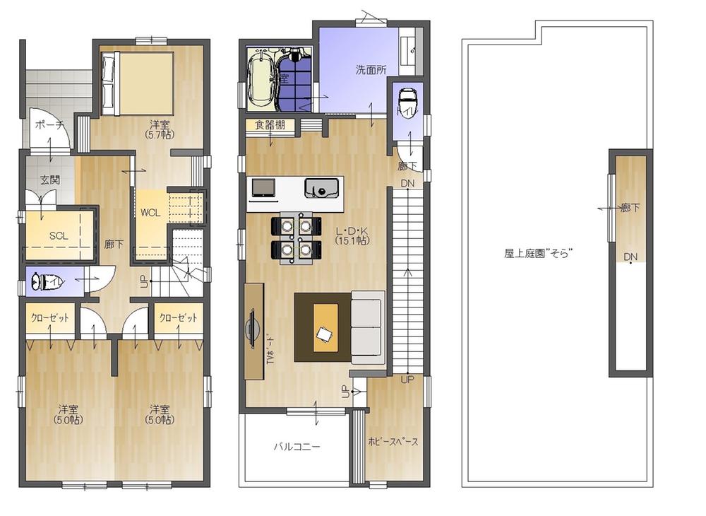 Floor plan. 38,800,000 yen, 3LDK + S (storeroom), Land area 116.03 sq m , Building area 96.07 sq m A Building Floor