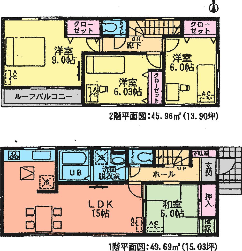 Floor plan. (Building 2), Price 23,900,000 yen, 4LDK, Land area 119.93 sq m , Building area 95.65 sq m