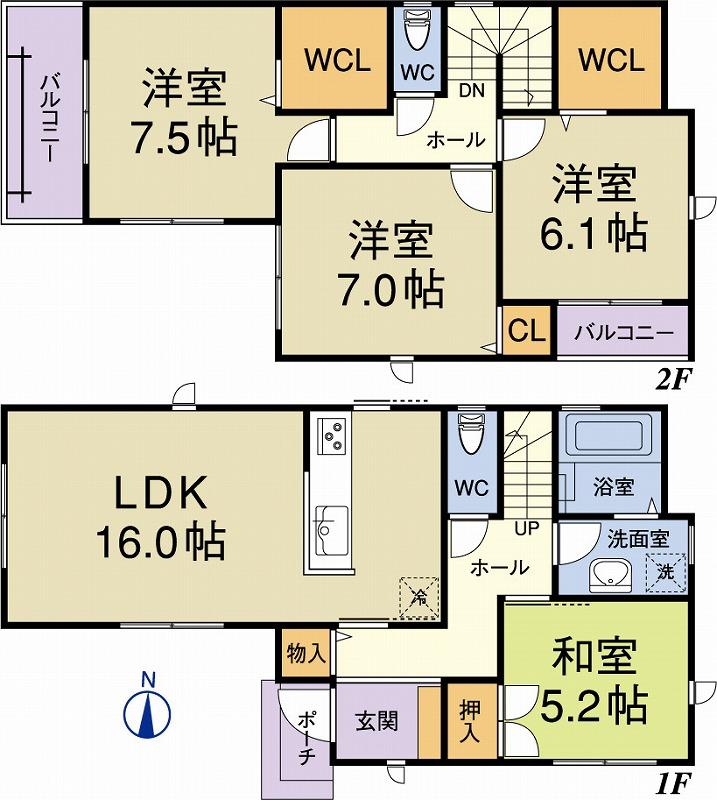 Floor plan. 34,800,000 yen, 4LDK, Land area 114.31 sq m , Building area 101.65 sq m