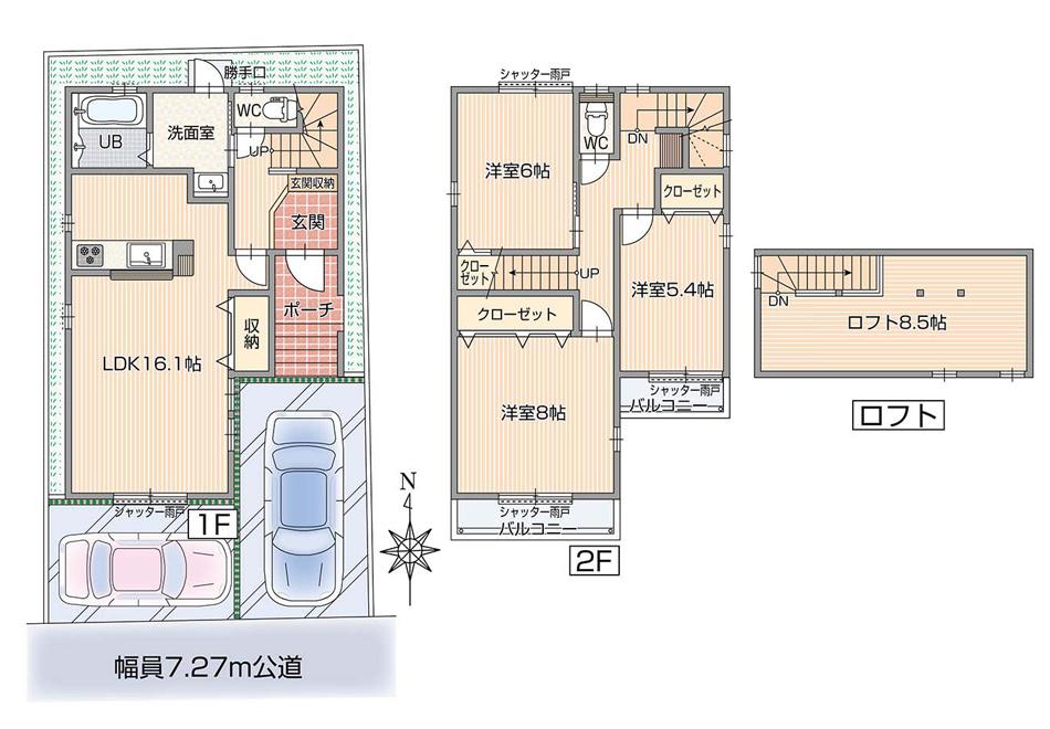 Floor plan. Price 30 million yen, 3LDK, Land area 91.72 sq m , Building area 93.26 sq m