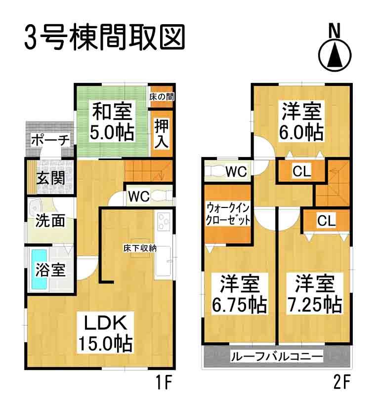 Floor plan. (3 Building), Price 21.9 million yen, 4LDK, Land area 109.01 sq m , Building area 99.39 sq m