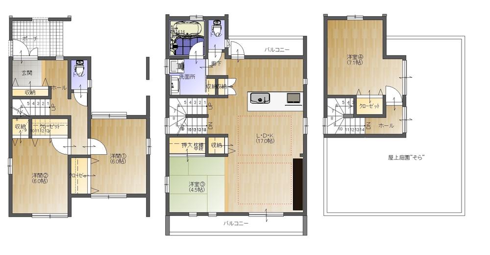 Floor plan. (A Building), Price 37,900,000 yen, 4LDK+S, Land area 96.23 sq m , Building area 123.39 sq m