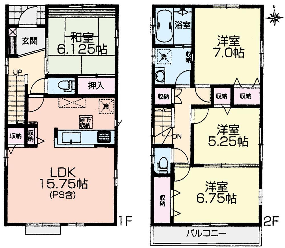 Floor plan. (1 Building), Price 33,800,000 yen, 4LDK, Land area 119 sq m , Building area 98.54 sq m